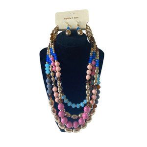 Sofia & Kate 4 Strand Necklace & Earrings Set, Multicolored